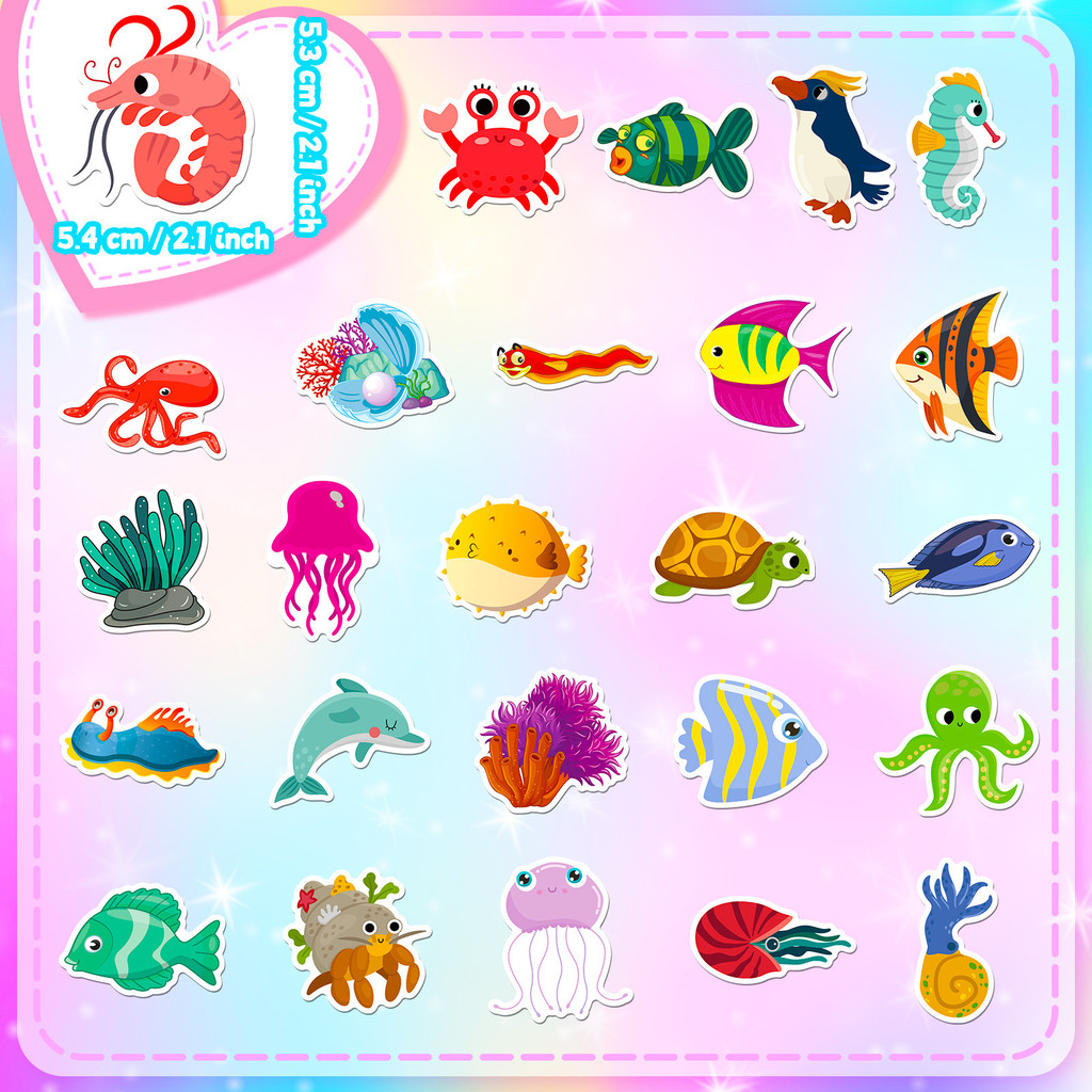 50 наклеек с морскими обитател – обзор и цена Marine Life Aquariums